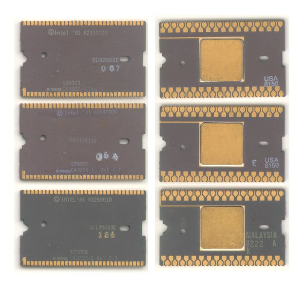 photograph of iAPX 432 components in QUIP packages